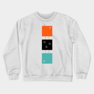 Orange Blue Black Stacked Squares Retro Starburst Crewneck Sweatshirt